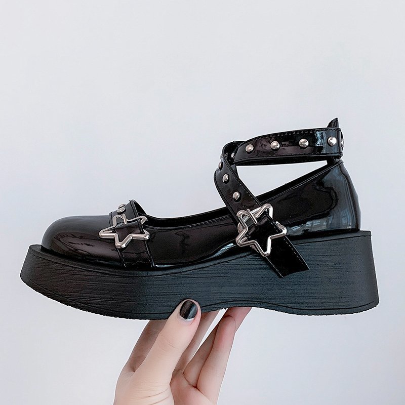 Schoolgirls' Trendy Retro Small Leather Shoes