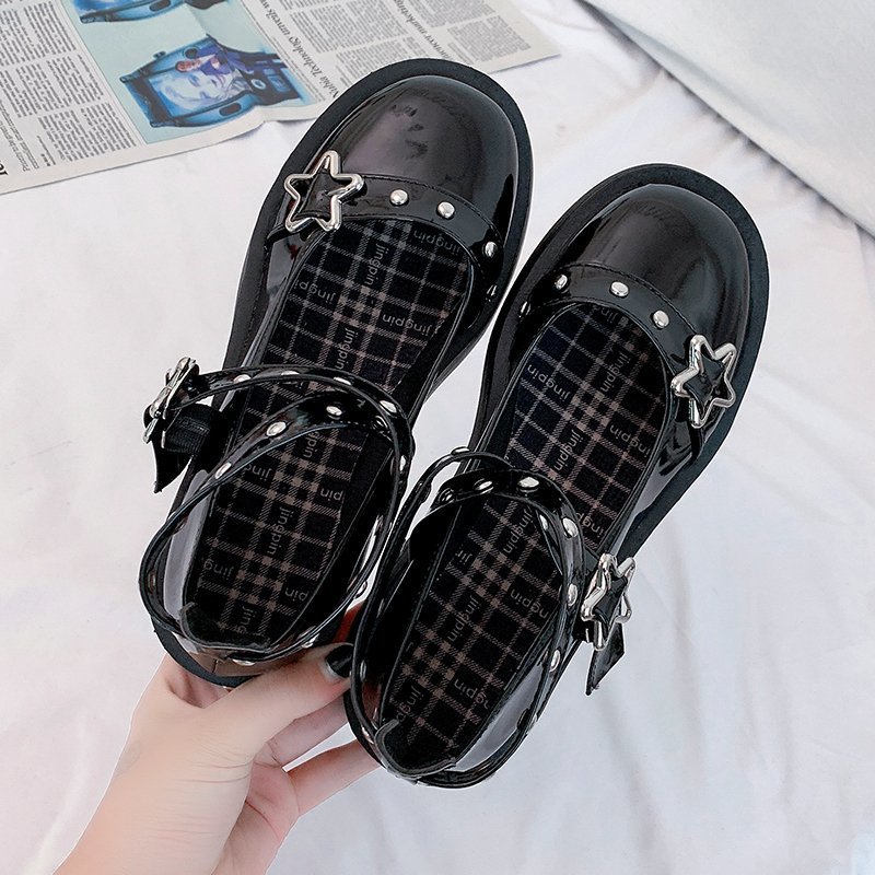 Schoolgirls' Trendy Retro Small Leather Shoes