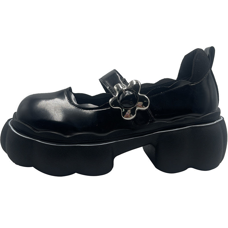 Women's Fashion Flower Platform Small Leather Shoes